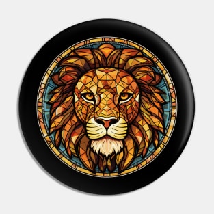 Lion Head Stained Glass Look Pin