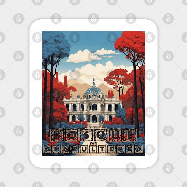 Bosque de Chapultepec Mexico Vintage Poster Tourism Magnet by TravelersGems