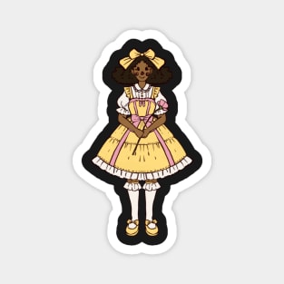 Black Lolita with a yellow dress sticker Magnet