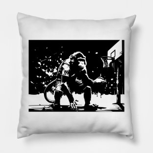 monkey play basketball Pillow