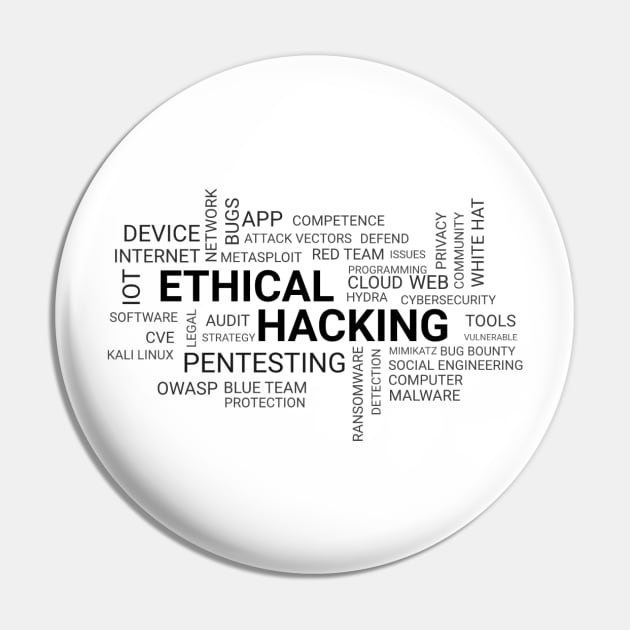 Ethical Hacking Wordcloud Pin by leo-jess