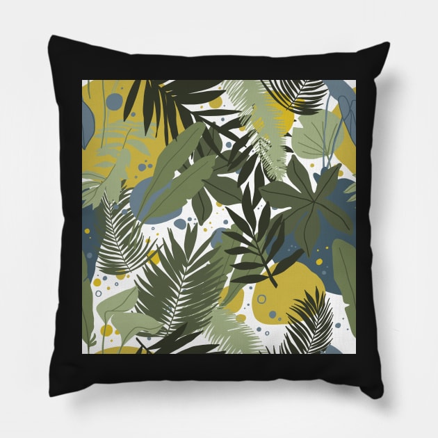 Tropical leaves Pillow by orsinha