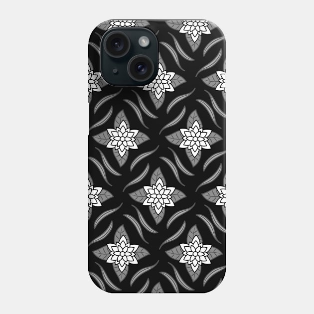 Black and white flower pattern design Phone Case by Spinkly