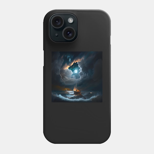 Stormy Seas Sailboat Phone Case by D3monic