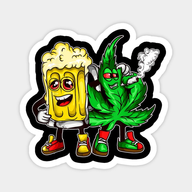 420 Pot Leaf Marijuana Bong Beer Drunk Weed Cannabis Magnet by nellieuyangela