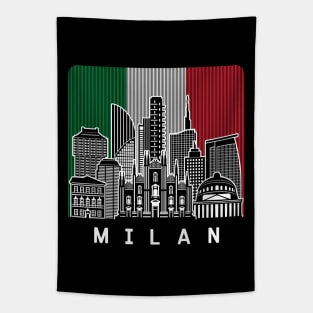 Milan Italy Skyline Flag Tapestry