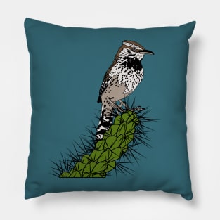 Cactus wren 2 Pillow