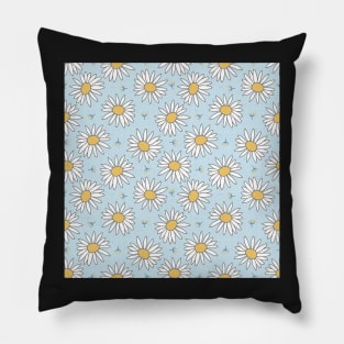 swedish daisies on light blue Pillow