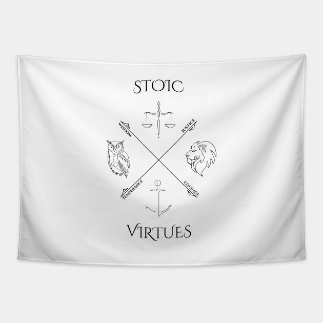 Stoic Virtues Tapestry by Stoic King