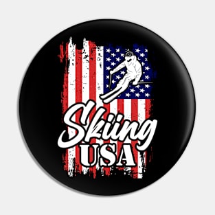 Skiing USA T Shirt For Women Men Pin