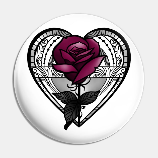 Rose and heart Pin by Jhooray