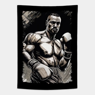 The Boxer Vintage Style Fighter Martial Arts Portrait Tapestry