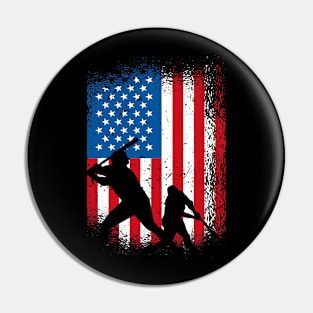 Baseball Lover American Flag Baseball Pin