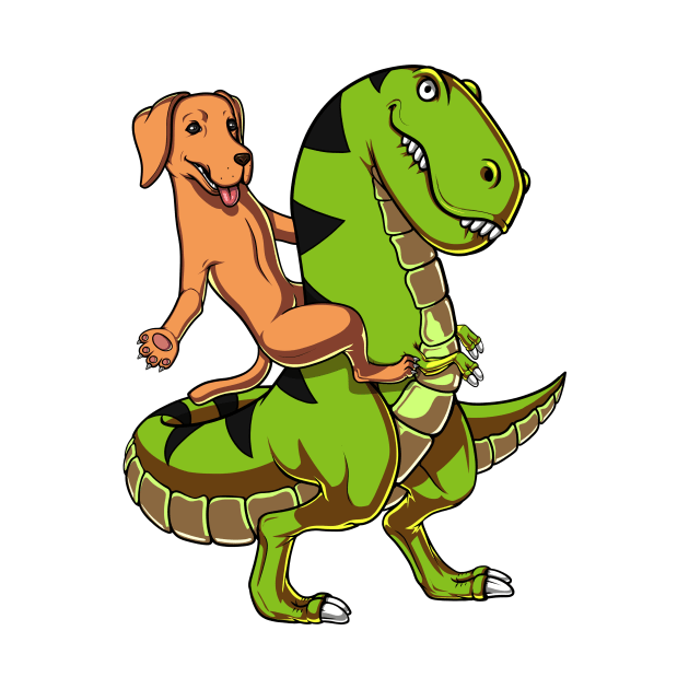 Labrador Retriever Riding T-Rex Dinosaur by underheaven