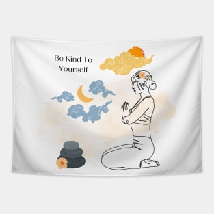 Be Kind To Yourself - Peach Cloud Tapestry