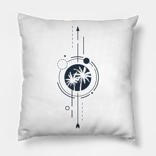 Palms At Night. Geometric, Line Art Style Pillow