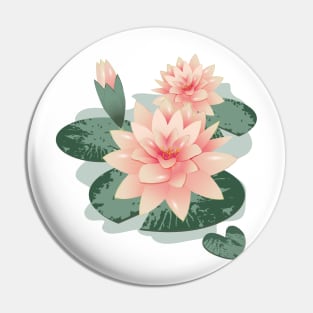 Water lily flowers with bud in water lily pond Pin