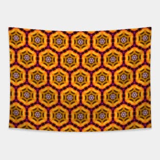 Golden honeycomb with flowers Tapestry