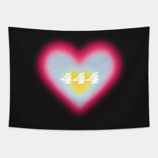 444 angel number heart aura colorful aesthetic Tapestry