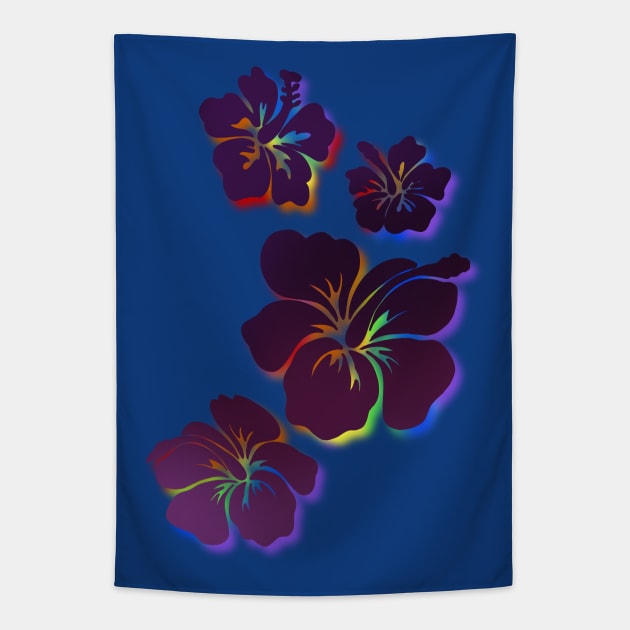 Hibiscus purples with rainbow accent Tapestry by Danispolez_illustrations