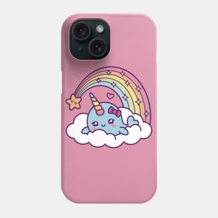 Narwhal Girl Dreams On Cloud With Rainbow Phone Case