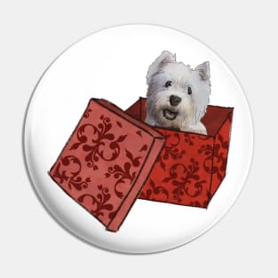 Christmas Westies Present Pin