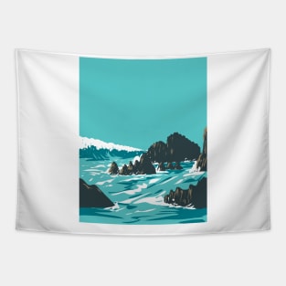 Rockpile Beach in Heisler Park Laguna Beach California WPA Poster Art Tapestry