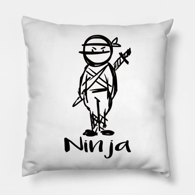 Ninja warrior illustrated Pillow by LND4design