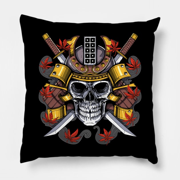 Samurai Warrior Skull Pillow by underheaven