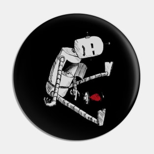 Poor Robot lost his heart, Somber, heartless, Empathy T-Shirt Pin