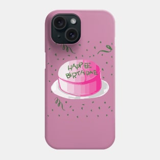 Birthday quotes happee birthdae pink and green frosting birthday cake Phone Case