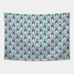 Light Blue Christmas Penguin Pattern Tapestry