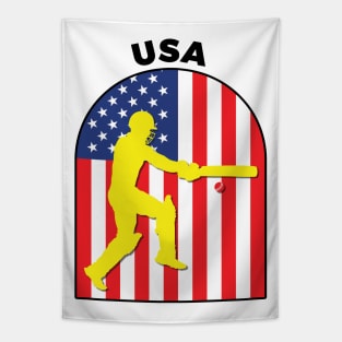 USA Cricket Batsman USA Flag Tapestry