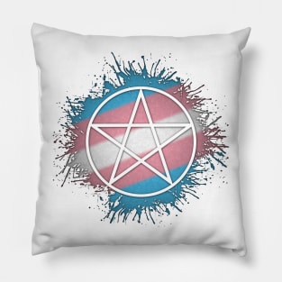 Paint Splatter Transgender Pride Pentacle Symbol Pillow