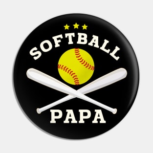 Softball Papa Baseball Lover Dad Pin