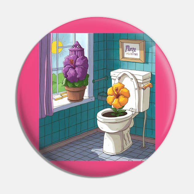 AI generated Flower in the toilet Pin by Catbrat