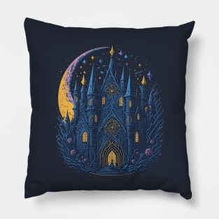 Gothic School at Night Time Pillow