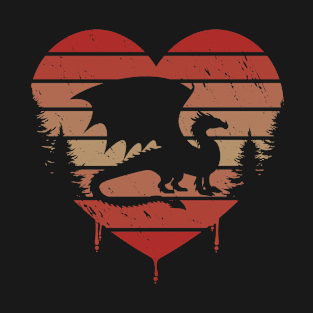 Cute Vintage Heart Dragons Valentine Day Love Gift Idea T-Shirt