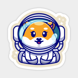 Cute baby shiba inu dog wearing an astronaut suit, cartoon character Magnet