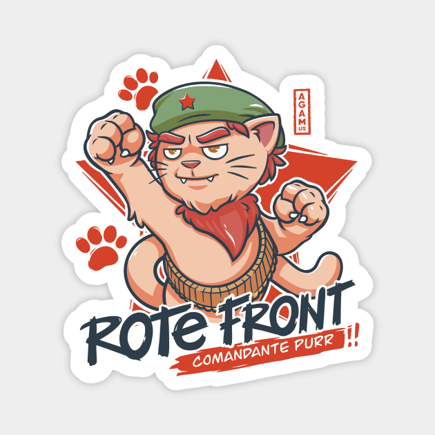 Red Cat: Rote Front Magnet by AGAMUS