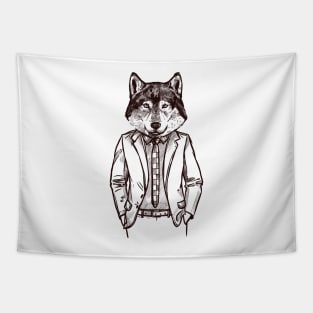 Wolf Hipster Tapestry