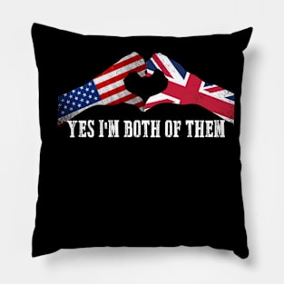 Half American Half British USA Flag United Kingdom Heritage Pillow