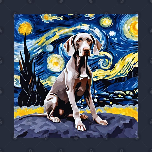 Weimaraner Night by Doodle and Things