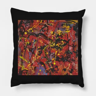 Jackson pollock red art color Pillow