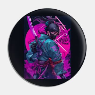 Cool neon samurai Pin