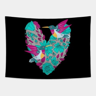 Flying Hummingbirds With Flowers Tapestry