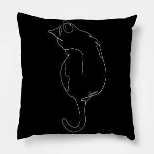 Cat Back White Lineart Pillow