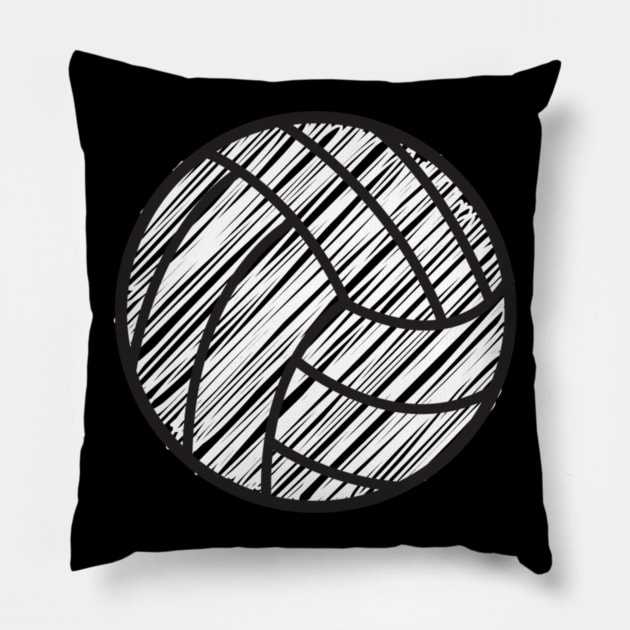 Scribble Volleyball Sketch Volleyball Pillow by StacysCellar