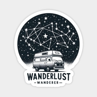 Wanderlust Wanderer – Van Life Starry Night Adventure Graphic Magnet