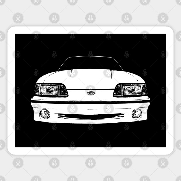 Get Wallpaper Front Ford Mustang Gt Fox Body Stylized White On Dark Desktop Wallpaper Free